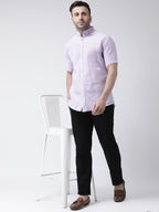 RIAG Purple Men's Chinese Collar Half Sleeves Shirt | Grocsy