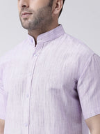 RIAG Purple Men's Chinese Collar Half Sleeves Shirt | Grocsy