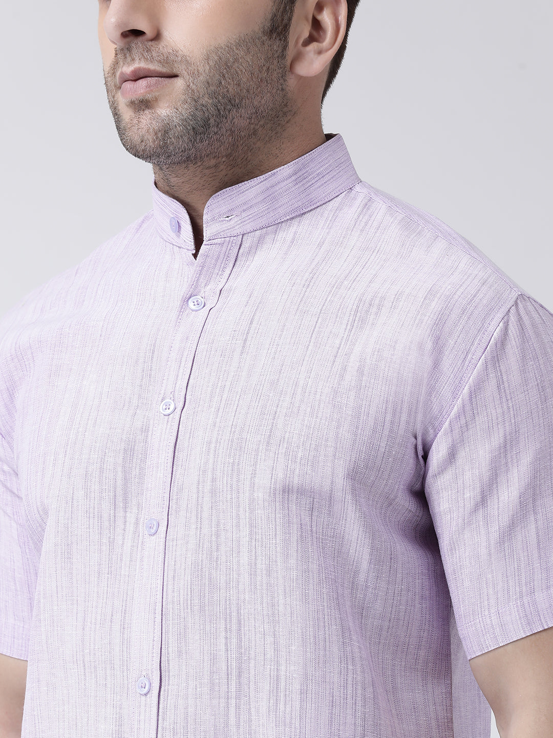 RIAG Purple Men's Chinese Collar Half Sleeves Shirt | Grocsy