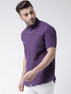 RIAG Purple Men's Chinese Collar Half Sleeves Shirt | Grocsy