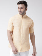 RIAG Beige Men's Chinese Collar Half Sleeves Shirt | Grocsy