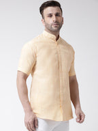 RIAG Beige Men's Chinese Collar Half Sleeves Shirt | Grocsy