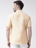RIAG Beige Men's Chinese Collar Half Sleeves Shirt | Grocsy