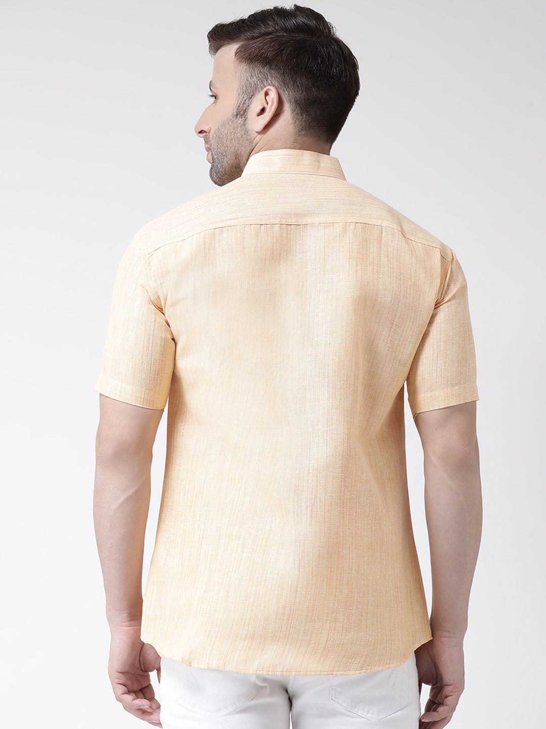 RIAG Beige Men's Chinese Collar Half Sleeves Shirt | Grocsy