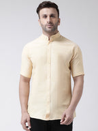 RIAG Beige Men's Chinese Collar Half Sleeves Shirt | Grocsy