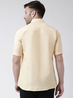 RIAG Beige Men's Chinese Collar Half Sleeves Shirt | Grocsy