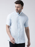 RIAG Sky Blue Men's Chinese Collar Half Sleeves Shirt | Grocsy