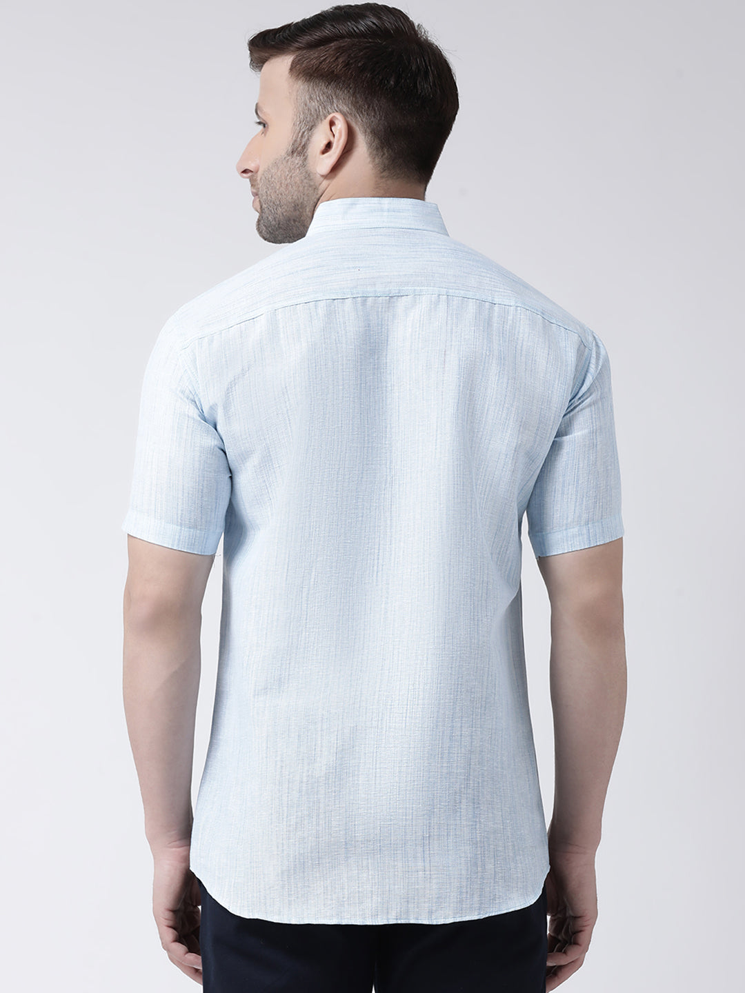 RIAG Sky Blue Men's Chinese Collar Half Sleeves Shirt | Grocsy