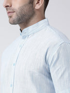 RIAG Sky Blue Men's Chinese Collar Half Sleeves Shirt | Grocsy
