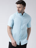 RIAG Sky Blue Men's Chinese Collar Half Sleeves Shirt | Grocsy