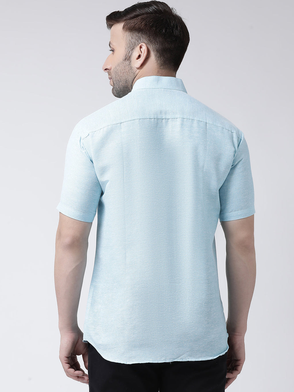 RIAG Sky Blue Men's Chinese Collar Half Sleeves Shirt | Grocsy