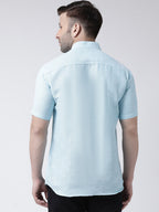 RIAG Sky Blue Men's Chinese Collar Half Sleeves Shirt | Grocsy