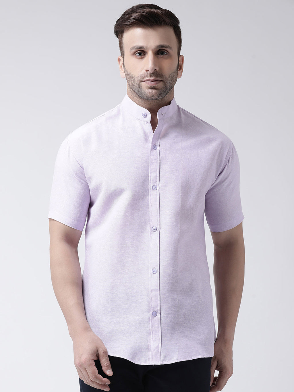 RIAG Violet Men's Chinese Collar Half Sleeves Shirt | Grocsy