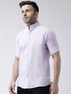 RIAG Violet Men's Chinese Collar Half Sleeves Shirt | Grocsy