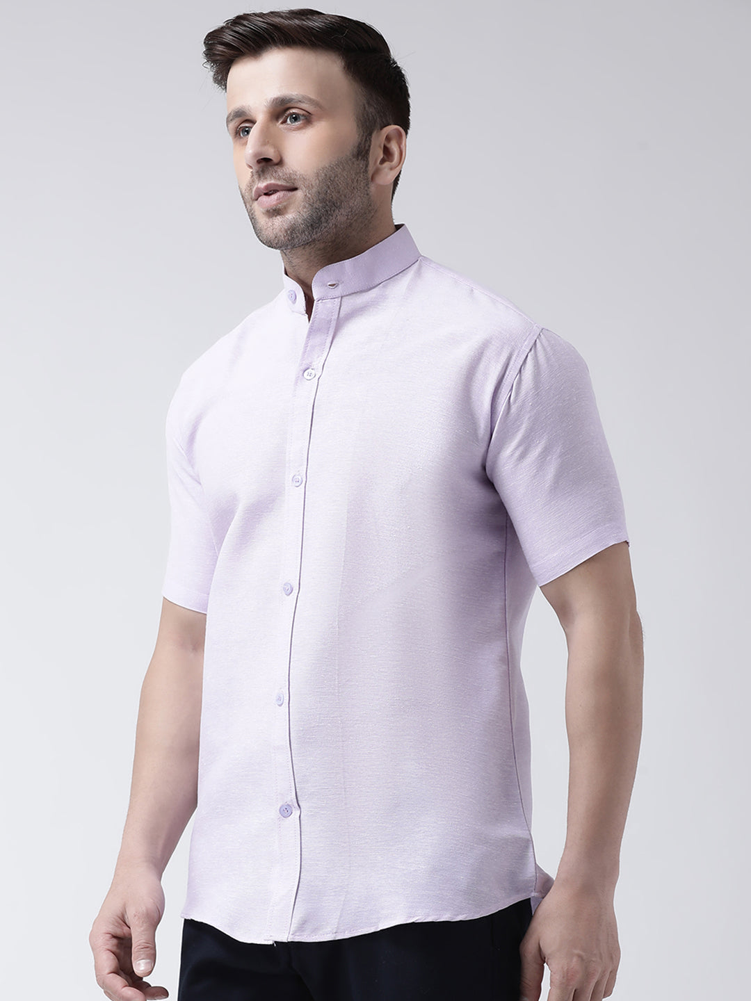 RIAG Violet Men's Chinese Collar Half Sleeves Shirt | Grocsy