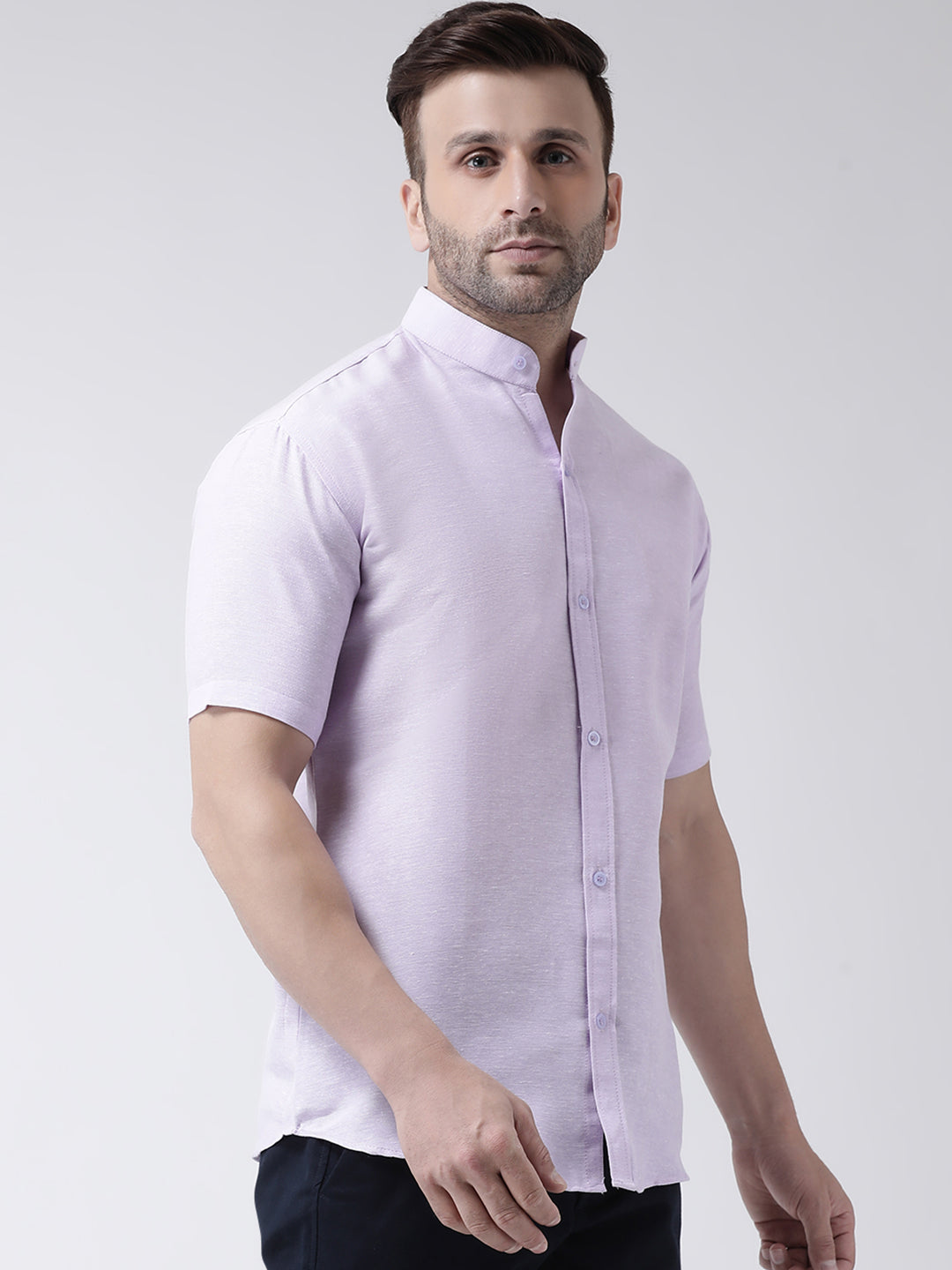 RIAG Violet Men's Chinese Collar Half Sleeves Shirt | Grocsy