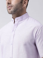RIAG Violet Men's Chinese Collar Half Sleeves Shirt | Grocsy