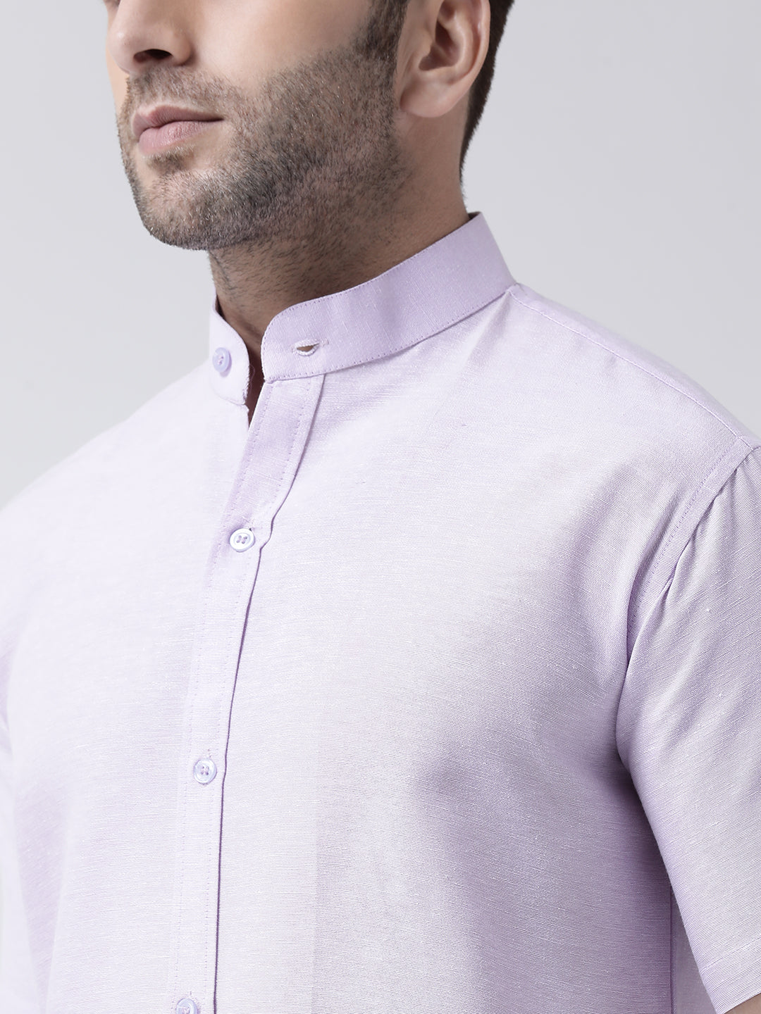 RIAG Violet Men's Chinese Collar Half Sleeves Shirt | Grocsy