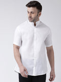 RIAG White Men's Chinese Collar Half Sleeves Shirt | Grocsy