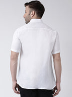 RIAG White Men's Chinese Collar Half Sleeves Shirt | Grocsy