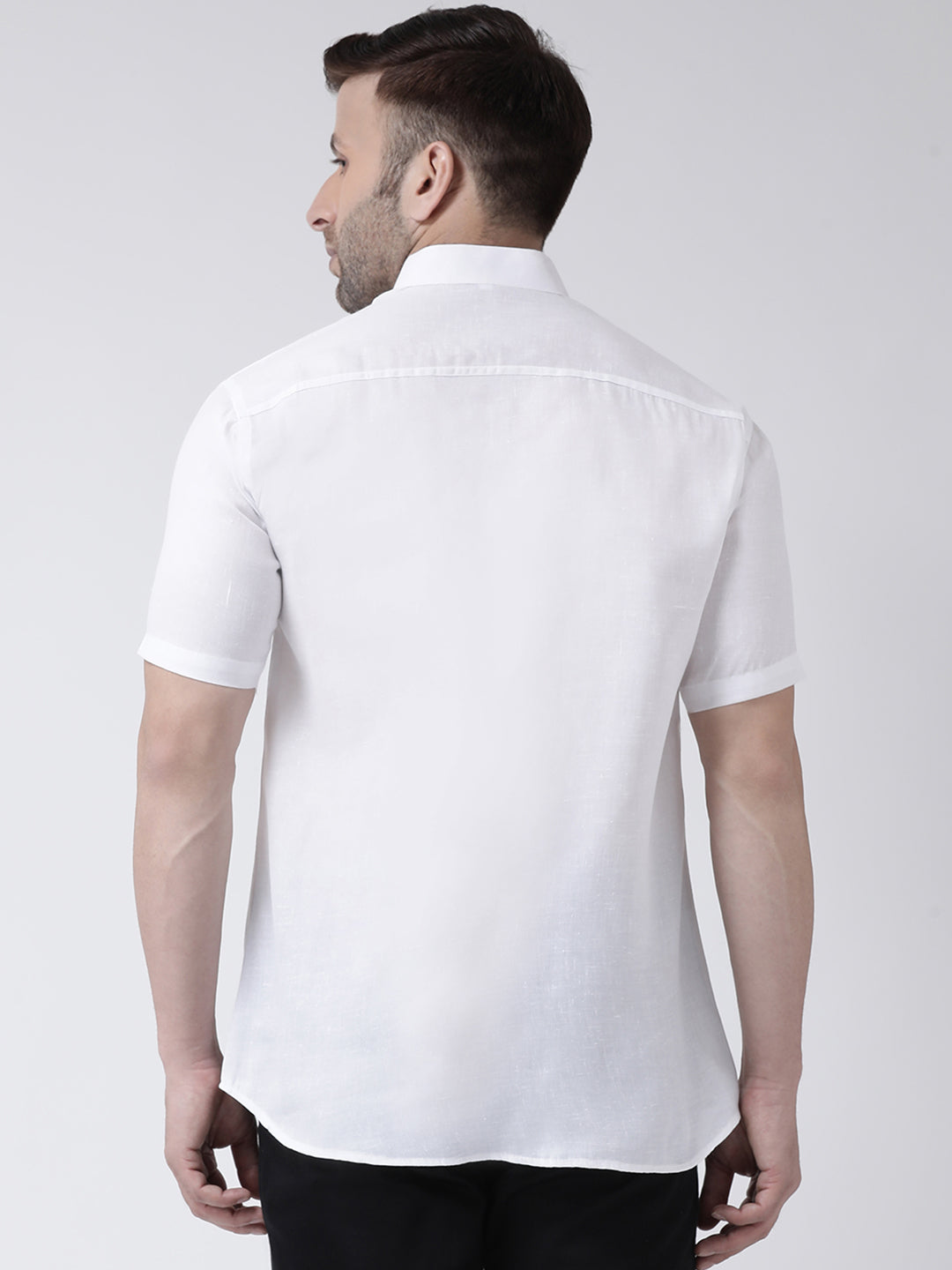RIAG White Men's Chinese Collar Half Sleeves Shirt | Grocsy