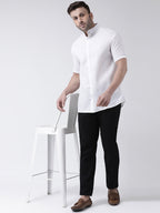 RIAG White Men's Chinese Collar Half Sleeves Shirt | Grocsy