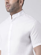 RIAG White Men's Chinese Collar Half Sleeves Shirt | Grocsy