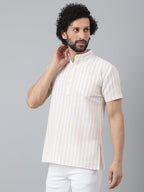 RIAG Beige Color Short Sleeves Casual Men's Cotton Short Kurta | Grocsy