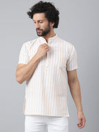RIAG Beige Color Short Sleeves Casual Men's Cotton Short Kurta | Grocsy
