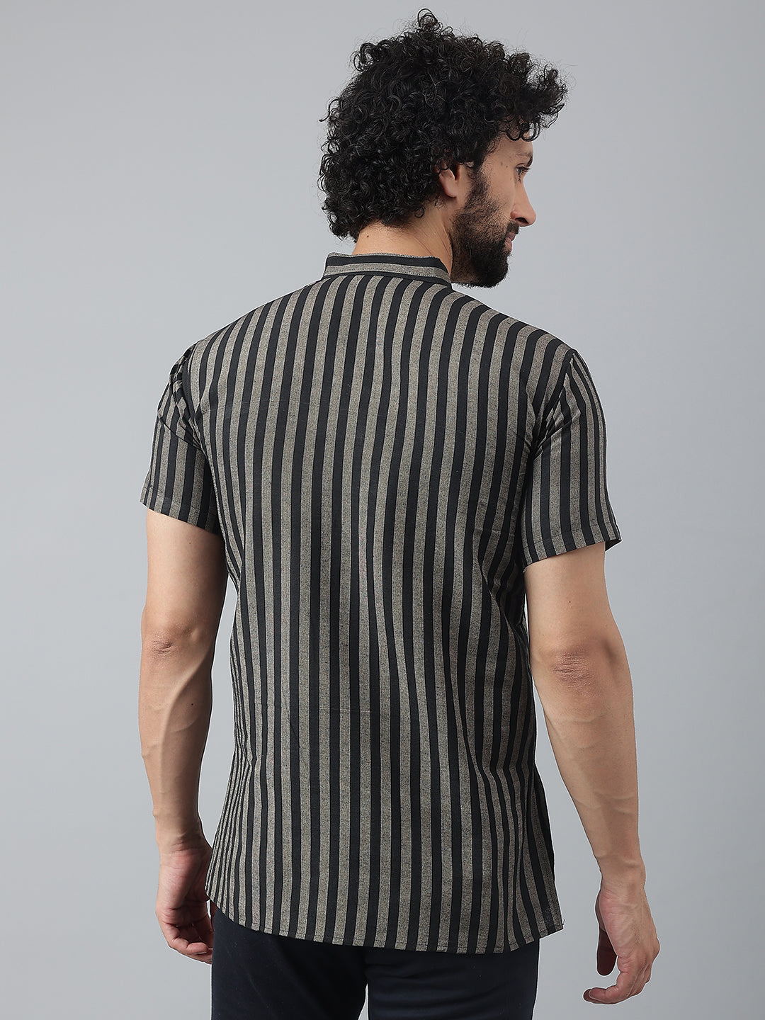 RIAG Black Color Short Sleeves Casual Men's Cotton Short Kurta | Grocsy