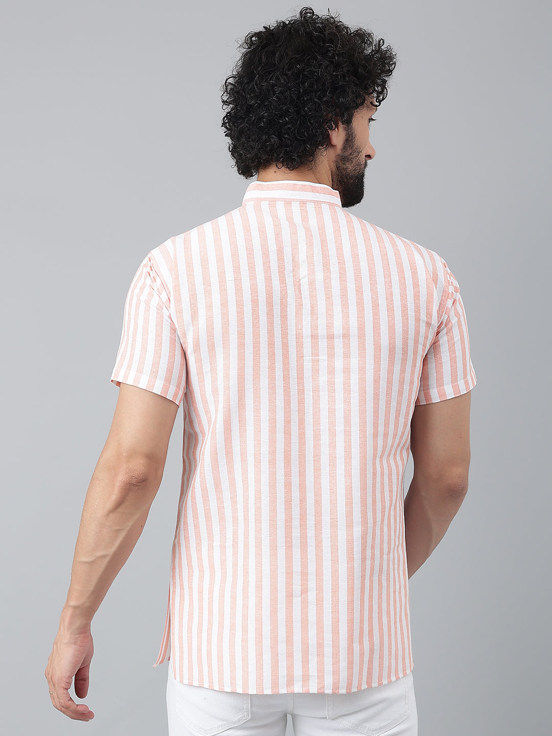 RIAG Orange Color Short Sleeves Casual Men's Cotton Short Kurta | Grocsy