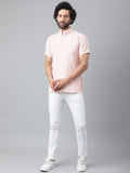 RIAG Orange Color Short Sleeves Casual Men's Cotton Short Kurta | Grocsy