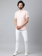RIAG Orange Color Short Sleeves Casual Men's Cotton Short Kurta | Grocsy
