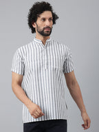 RIAG Grey Color Short Sleeves Casual Men's Cotton Short Kurta | Grocsy