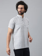 RIAG Grey Color Short Sleeves Casual Men's Cotton Short Kurta | Grocsy