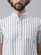 RIAG Grey Color Short Sleeves Casual Men's Cotton Short Kurta | Grocsy