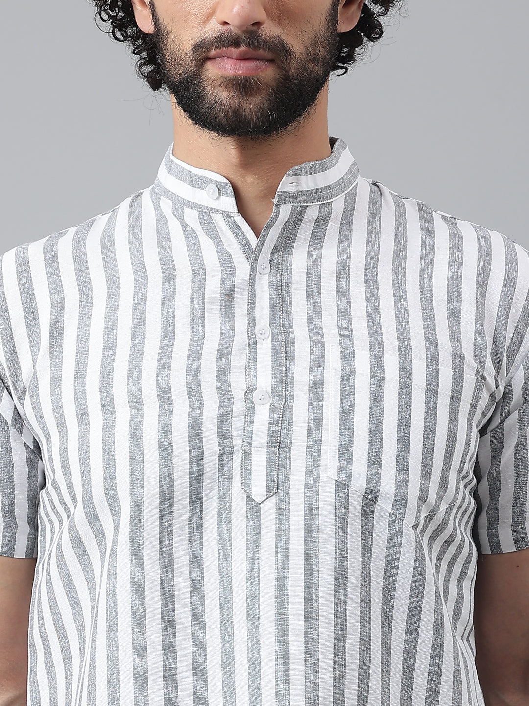 RIAG Grey Color Short Sleeves Casual Men's Cotton Short Kurta | Grocsy