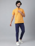 RIAG Yellow Color Short Sleeves Casual Men's Cotton Short Kurta | Grocsy