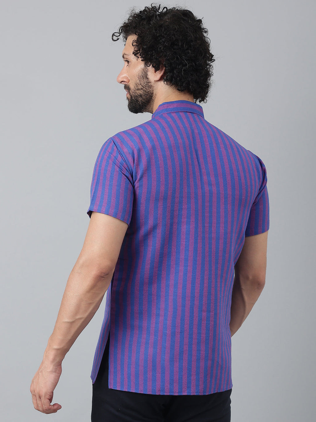 RIAG Navy Blue Color Short Sleeves Casual Men's Cotton Short Kurta | Grocsy
