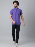 RIAG Navy Blue Color Short Sleeves Casual Men's Cotton Short Kurta | Grocsy