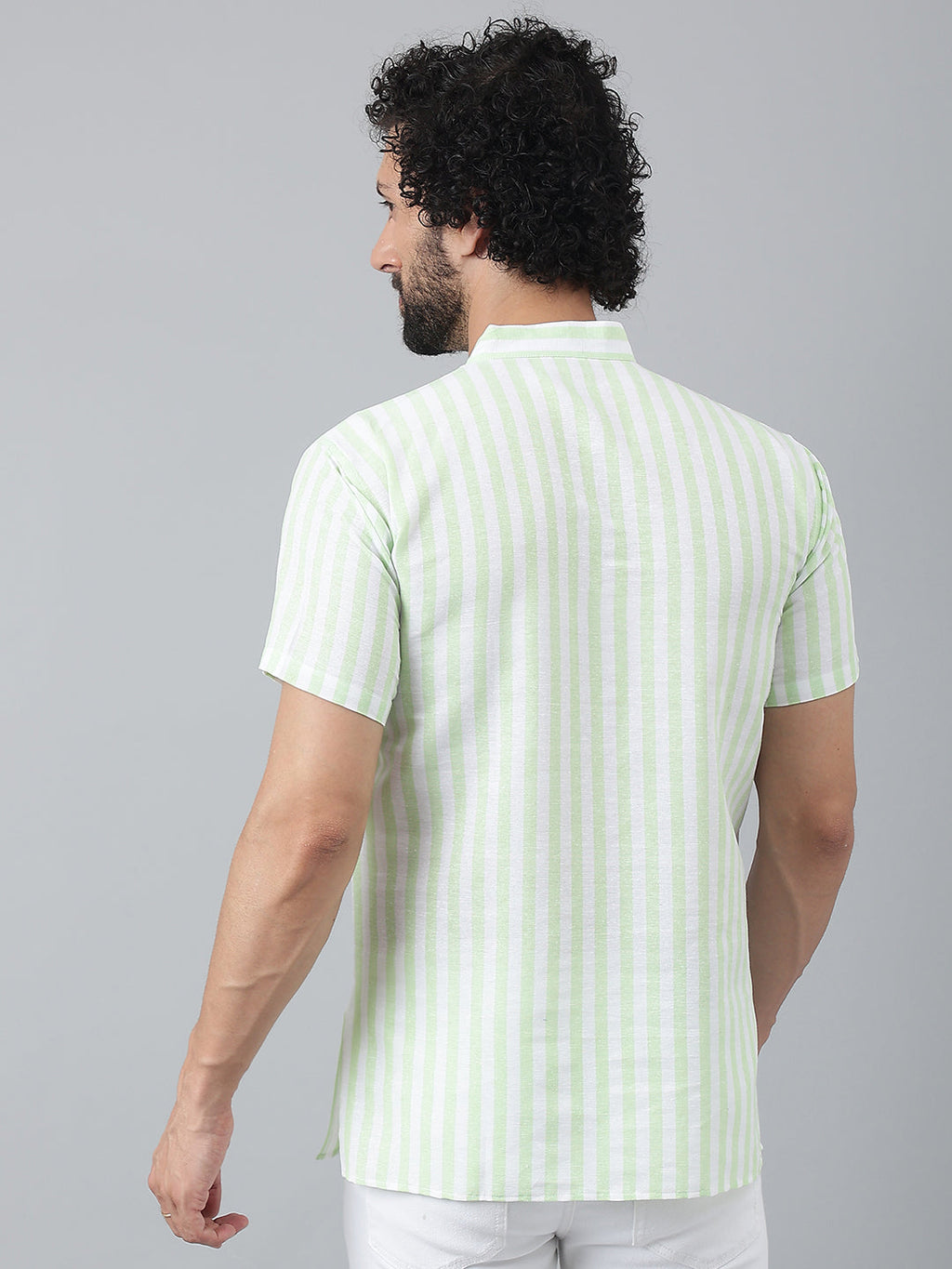 RIAG Green Color Short Sleeves Casual Men's Cotton Short Kurta | Grocsy