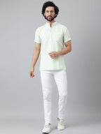 RIAG Green Color Short Sleeves Casual Men's Cotton Short Kurta | Grocsy