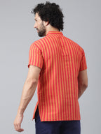 RIAG Red Color Short Sleeves Casual Men's Cotton Short Kurta | Grocsy