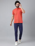 RIAG Red Color Short Sleeves Casual Men's Cotton Short Kurta | Grocsy