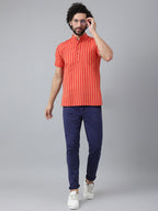 RIAG Red Color Short Sleeves Casual Men's Cotton Short Kurta | Grocsy