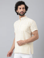 RIAG Beige Color Short Sleeves Casual Men's Cotton Short Kurta | Grocsy