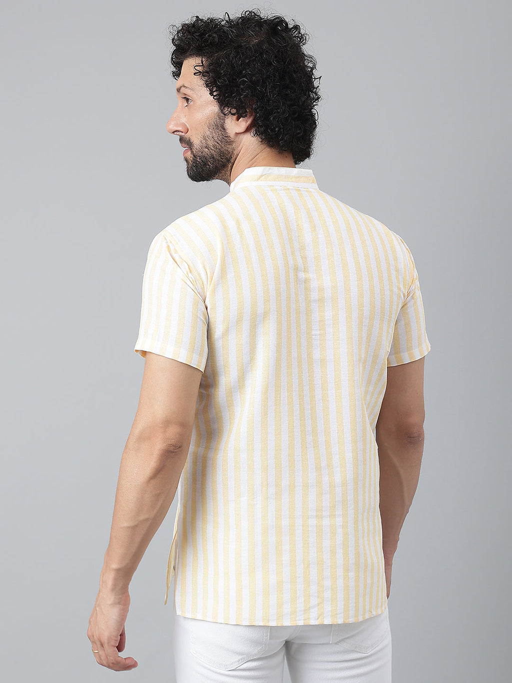 RIAG Beige Color Short Sleeves Casual Men's Cotton Short Kurta | Grocsy