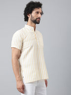 RIAG Beige Color Short Sleeves Casual Men's Cotton Short Kurta | Grocsy