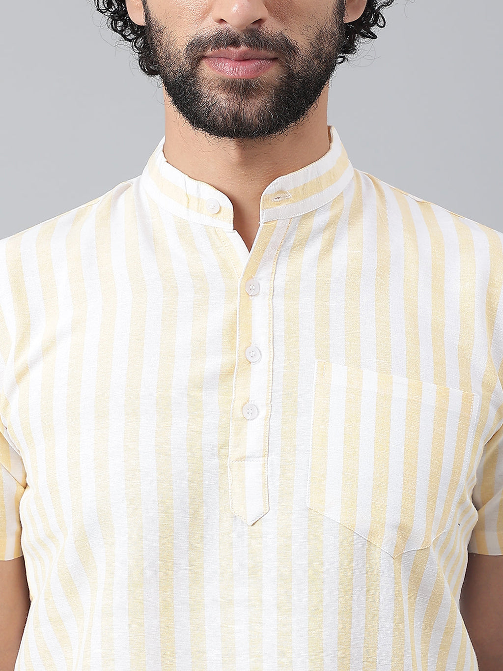 RIAG Beige Color Short Sleeves Casual Men's Cotton Short Kurta | Grocsy