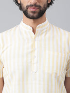 RIAG Beige Color Short Sleeves Casual Men's Cotton Short Kurta | Grocsy
